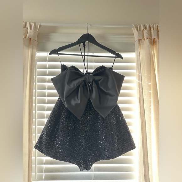 Zara Sequin Romper With Bow - Picture 10 of 11